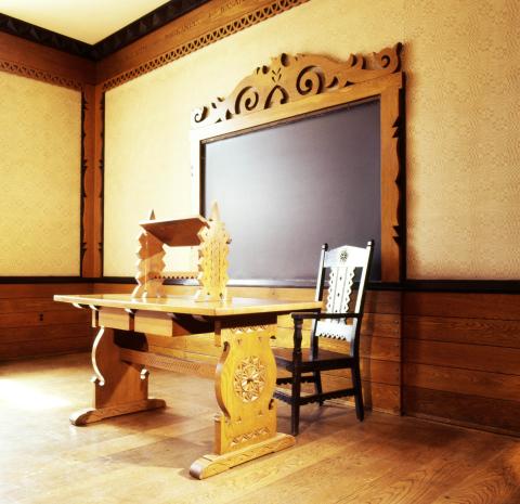 Lithuanian Nationality Room with professors table and chair