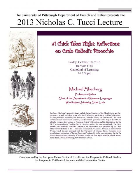 2013 Nicholas C. Tucci Lecture: A Chick Takes Flight: Reflections on Carlo Collodi's Pinocchio