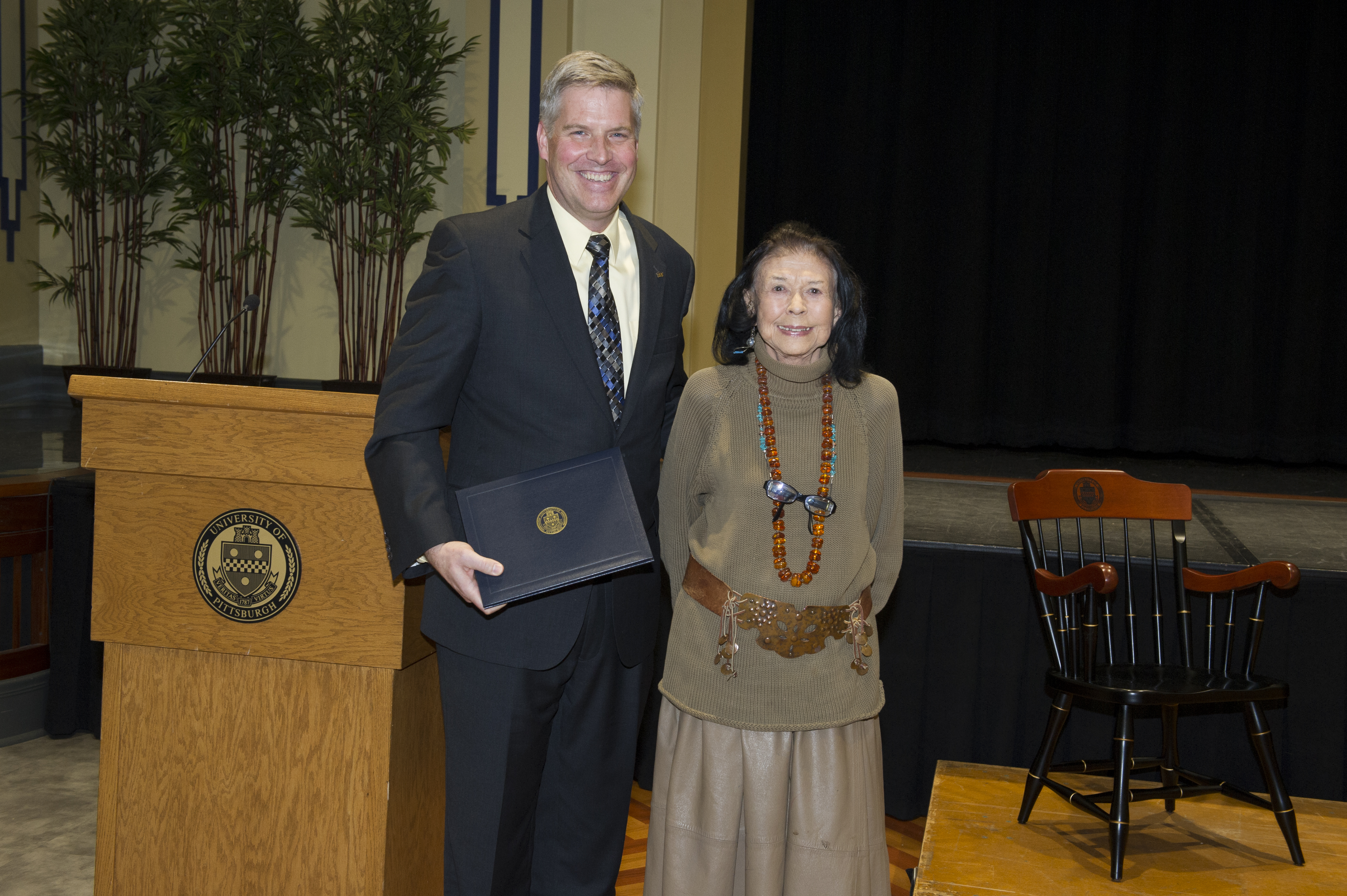 Chancellor Gallagher with Maxine Bruhns